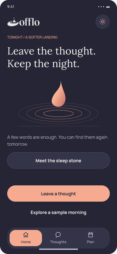 Tonight — leave the thought, keep the night