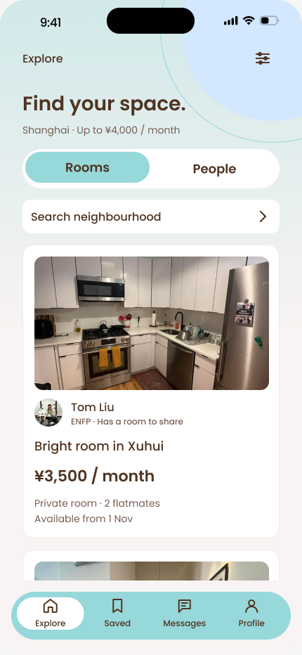 Rent room discovery screen